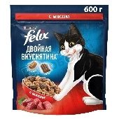 Корм д/кошек "Феликс" Двойная вкуснятина говядина сух. 600г