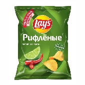 Чипсы "Лейс" рифленые Чили и лайм 105г м/у