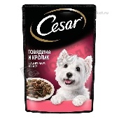 Корм д/собак "Цезарь" Говядина/кролик/шпинат 85г
