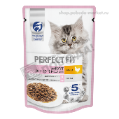 Корм д/кошек "Перфект фит" Джуниор д/маленьких исследователей с курицей 650г