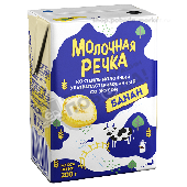 Коктейль молочный "Молочная речка" 2% 200г банан ультрапаст. т/п