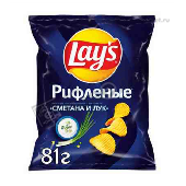 Чипсы "Лейс" рифленые Сметана лук 70г м/у