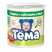 Пюре мясораст. "Тема" говядина с кабачком и рисом 90г ж/б с 6 мес.