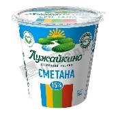 Сметана "Лужайкино" 15% 350г п/ст
