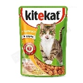 Корм д/кошек "Китекет" с курицей в соусе 85г (пауч)
