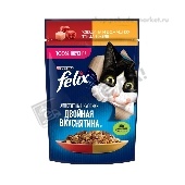 Корм д/кошек "Феликс" Двойная вкуснятина говядина/домашняя птица в желе 75г