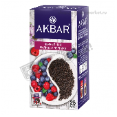Чай "Акбар" пакет. черный Малина и черника 25пак*1,5г с/я