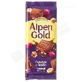 Шоколад "Альпен Гольд" молочный с фундуком и изюмом 80г