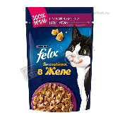Корм д/кошек "Феликс" Сенсейшен утка в желе со шпинатом 75г