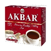 Чай "Акбар" пакет. черный Красно-белая серия 100пак*2г с/я