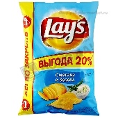 Чипсы "Лейс" Сметана и зелень 225г м/у