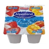 Продукт йогуртный "Альпенлэнд" 2,5% 95г Клубника-персик-манго п/ст